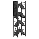 5 Tiers Steel Frame Folding Household Shelving Unit With Lockable Wheels Blac. Fixed Price $153.09.