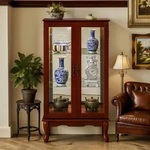 3-TIER Display Cabinet, Lighted Curio W/glass Doors & Adjustable Shelves. Fixed Price $222.86.