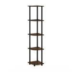 Furinno Turn-n-tube Corner Shelf, 5-TIER Round Tube, Amber Pine/black. Fixed Price $75.33.