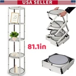 81.1" Portable Round Twist Display Counter With Shelves, Top Light And 16 Panels. Fixed Price $450.40.