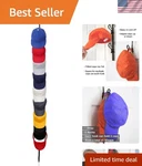 Over Door Rack 9 Hook Hat Organizer Holds 18 Caps Black. Fixed Price $25.99.