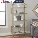 71 Inch 5 Shelf Etagere Bookcase Metal Glass Storage Display Unit Gold New. Fixed Price $205.34.