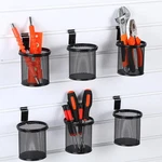 6 Set Slatwall Cups Hook Black Metal Organizer Basket Bin Pencil Mesh Holder. Fixed Price $31.56.