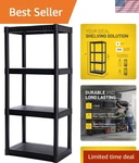 Durable 4-SHELF Plastic Shelving Unit, Freestanding Design For Garage & Office. Fixed Price $68.89.