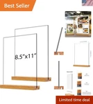 Acrylic Sign Holder With Wood Base 8.5X11 Inch Vertical And Slant Displays 2 .... Fixed Price $34.30.