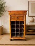 Freestanding Wine Rack Cabinet W/ Drawer, 15 Bottle, Brown Bamboo-style Look. Fixed Price $89.00.