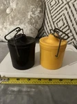 Thermo-serv Bail Wire Plastic Yellow Brown 8OZ Vintage Mcm Jar Set Of 2. Fixed Price $20.00.