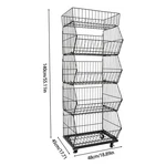 5 Tier Wire Grid Retail Display Shelf Merchandise Rack Stand W/ Wheels. Fixed Price $102.26.