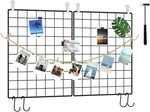 Photo Wall Grid Set Of 2, Decor Panel, Display Shelves, Hooks,. Fixed Price $23.98.