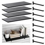 Wood Shelves, Shelf 24''X12'', Black. Fixed Price $96.01.