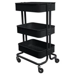 Black Powder Coated Steel 3 Tier Metal Utility Cart Laundry Mobile Storage. Fixed Price $88.99.