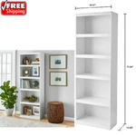 71 Tall Adjustable Framed 5-SHELF Wood Bookcase Storage Shelving Wide Bookshelf. Fixed Price $46.50.