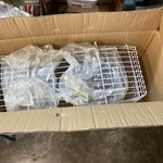 6 Pc White 12X12X8 Slatwall Gridwall Pegboard Deep Basket Display Rack Fixture. Fixed Price $54.00.