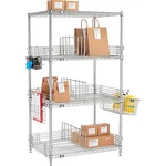 Nexel Chrome To Go Rack Wire Shelves Dividers Ledges 24"W 18"D 63"H. Fixed Price $229.93.