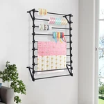 Wall Mounted Display Rack, 10-LAYER Wrapping Paper Ribbon Organizer Black. Fixed Price $92.96.