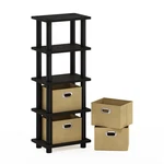Furinno Turn-n-tube Engineered Wood 4-BINS System Rack Espresso/black. Fixed Price $47.79.