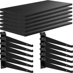 Tcevily Pack Wooden Slatwall Shelf, 24" X 12" 11.8" 23.6", Black. Fixed Price $165.82.
