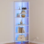 Furnulem Tier Corner Shelf Led Light 67.5 Tall Standing Organizer White. Fixed Price $120.67.
