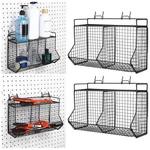 2 Pcs Tiered Pegboard Baskets Bins Set With 4 Hooks Black Parts Stor.... Fixed Price $44.58.