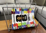 Silver Metal Freestanding Magazine Rack Stand, Modern Style, 1 Compartment. Fixed Price $25.00.