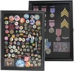 Large 19"X 14" Pin Display Case Medal Shadow Box With 98% Uv Black Finish. Fixed Price $62.70.