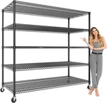 Wire Shelving Unit Metal Shelf With 5 Tier Casters Adjustable Layer Rack Strong. Fixed Price $375.66.