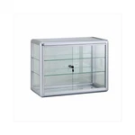 Aluminum Framed Tempered Glass Counter Top Display Case With Shelves And Lock. Fixed Price $120.00.