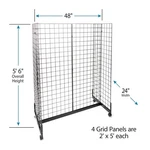 Lot Of Wire Grid Gondolas Black 48" X 66" 24" Shelves 150 Hooks Bracket. Fixed Price $649.95.