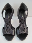 Cole Haan (nke Air) Collab Black Brown Leather Heel Shoes Open Toe Back Zip 8. Fixed Price $49.40.