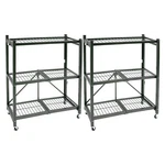 Origami R3 Foldable 3-TIERED Shelf Storage Rack & Wheels, Pewter (2 Pack). Fixed Price $206.99.