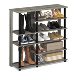 Furinno Turn-n-tube Multi Storage Shoe Rack 35.2W 6-TIER French Oak Grey/black. Fixed Price $94.45.