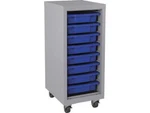 Lorell Storage Unit W/ Bins 15"WX18"LX36"H Platinum/blue 71106. Fixed Price $127.99.