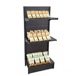 24.0" Wide Gondola Rack Stand With Two Shelves Black Pegboard Display. Fixed Price $166.67.