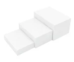 3 Pack White Buffet Food Risers, Step 12 11 10 Acrylic Cube Box Display Set. Fixed Price $25.00.