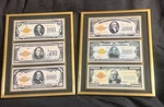 Large Denomination Display U.s. Currency Double Set - Framed & Matted. Fixed Price $199.99.