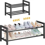 Detsuk 2-TIER Expandable Shoe Rack (17.5"-30.7") Adjustable Tiers, Black. Fixed Price $26.87.