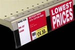 Flip Up Gondola Sign HOLDERS-4"X 47 7/8"- 5 Pieces- Covered Face. Fixed Price $99.95.