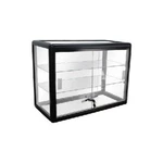 Black Aluminum Glass Counter Top Display Showcase With Locking Doors And Shelves. Fixed Price $125.00.