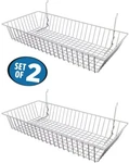 White Wire Baskets For Slatwall, Gridwall Pegboard (set Of 2) 24 LX12 DX4"H. Fixed Price $24.72.