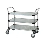 Quantum Food Service 36X18X37-1/2 (3) Galvanized Solid Shelf Utility Cart. Fixed Price $577.34.