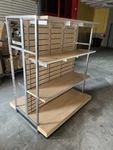 Retail Store Display Slat Wall Chrome Shelves Double Sided 4 Available. Fixed Price $260.00.