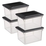 Sterilite File Box, Document Filing Storage Bin With Lid, Clear/black, 4 Pack. Fixed Price $48.99.