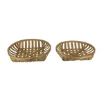 Round Natural Woven Wood Tobacco Basket Tray Decorative Serving Display Set Of 2. Fixed Price $70.21.
