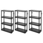 Gracious Living 4 Shelf Fixed Height Medium Duty Storage Unit, Black (3 Pack). Fixed Price $140.99.