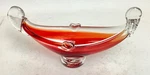 Vintage Mcm Murano Style Red & Clear Glass Gondola Ashtray 4" Tall X 8" Long. Fixed Price $14.99.