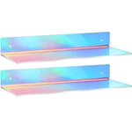 Rainbow Iridescent Acrylic Shelves Floating Wall Ledge Bookshelf Mounted.... Fixed Price $28.66.