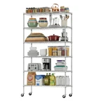 Wire Shelving Unit With Wheels Steel 6 Tier Heavy Duty Layer Rack 18X45X82 Inch. Fixed Price $114.99.