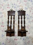 Wooden Hanging Candle Sconces Spindles Early American Colonial Vintage Set Of 2. Fixed Price $15.00.