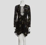 Alc Cynthia Mini Silk Dress Black With Floral Print Lace Panel Front Retail $325. Fixed Price $68.00.