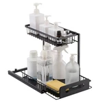 2-TIER Cabinet Pull-out Organizer, Wire Basket Sliding Drawer For Under-sink. Fixed Price $20.39.